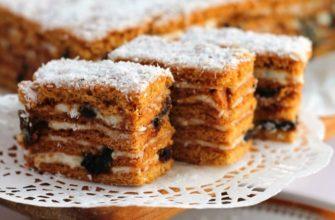 Медовик з чорносливом і горіхами, рецепт приготування