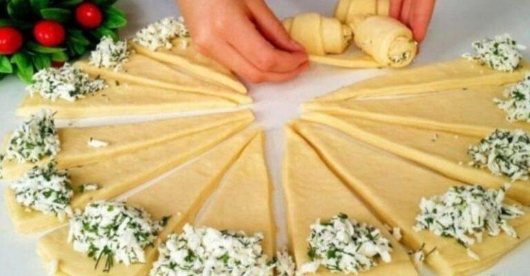 Рогалики з сирною начинкою - рецепт приготування